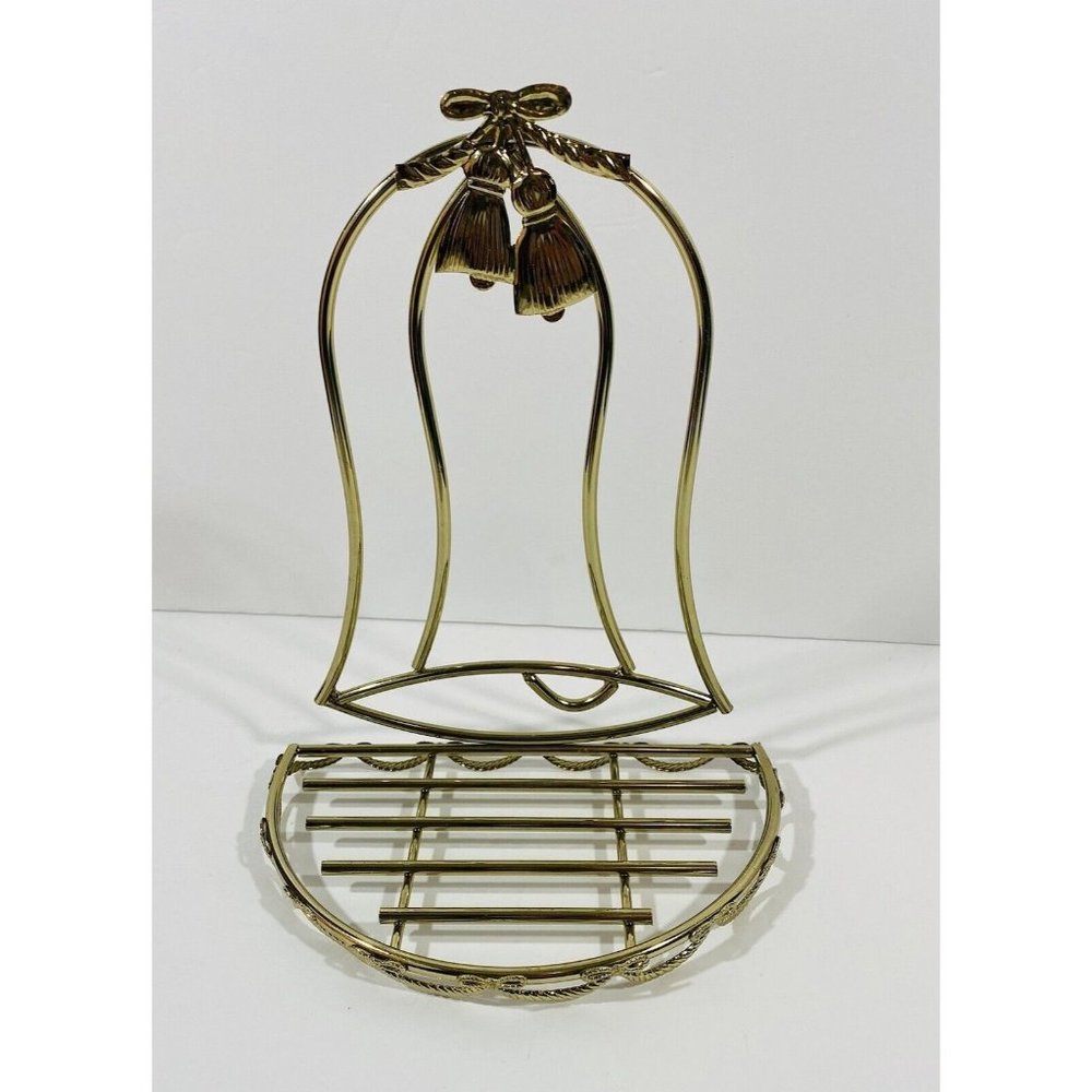 Christmas Holiday Jingle Bell Gold Plated Metal Wall Display Shelf Semi Circle